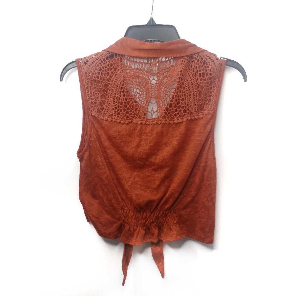 American Rag | Burnt Orange Cropped Button Down - Picture 4 of 7
